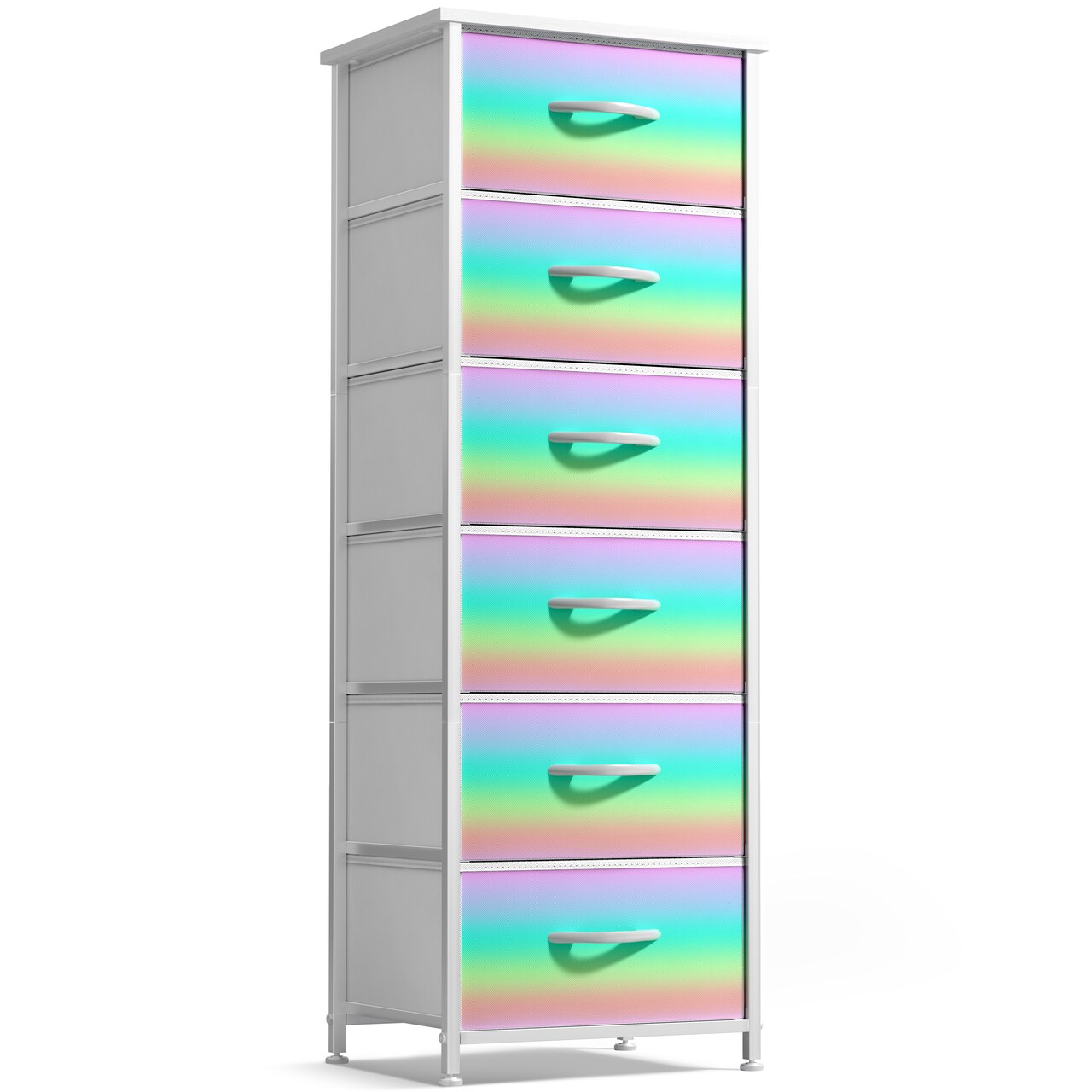 Sorbus 6 Drawers Tall Dresser with Steel Frame, Wood Top & Easy Pull Foldable Fabric Bins